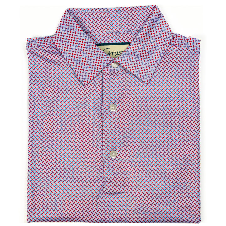 The Scramble is a stylish geometric print overlayed on performance fabric. Lightweight and made out of recycled polyester with 4-way stretch technology makes our polo one of the most comfortable ones on the market. 